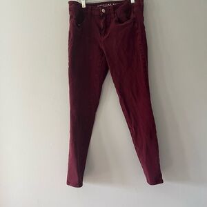 American Eagle AE 360 Super Stretch Burgundy Jeggings Size 8